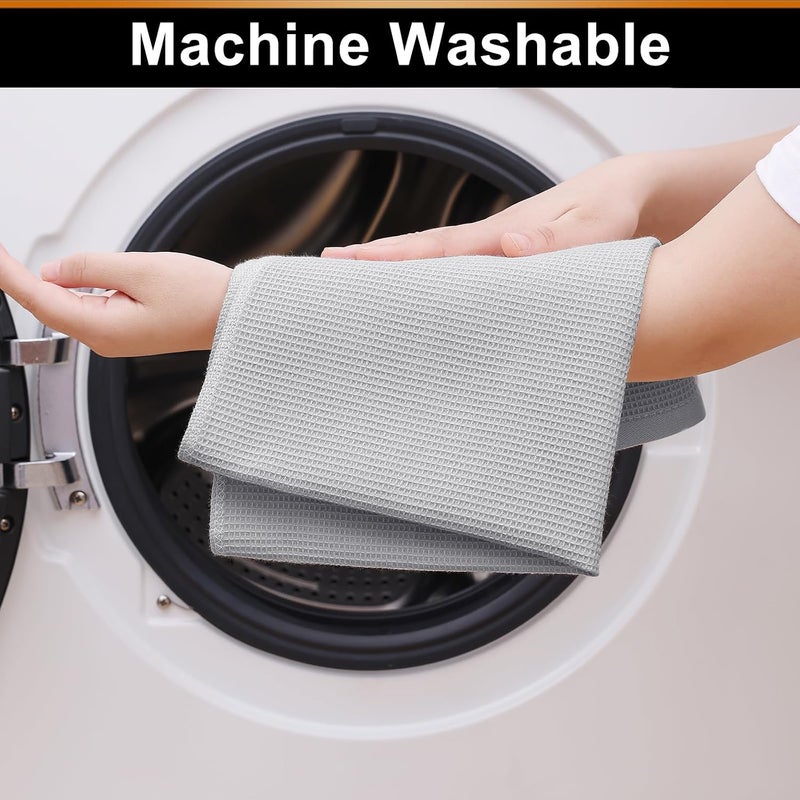 Homaxy 100% Cotton Kitchen Towels - Waffle Weave Soft and Absorbent Dish Towels - 8 Pack Quick Dry Kitchen Hand Towels - 16 x 26 Inches Dish Towels for Kitchen Drying - Light Grey - Image 5