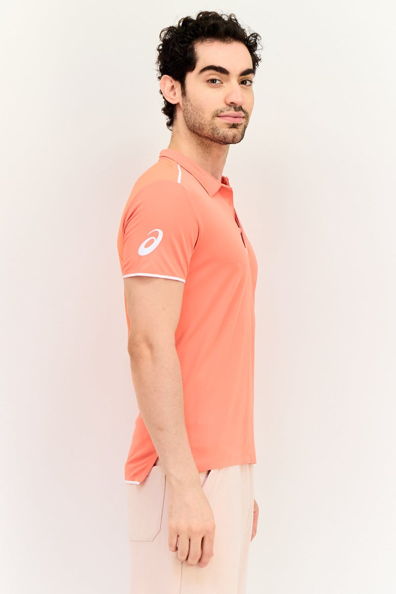 asics تي شيرت بولو تدريب قصير الأكمام للرجال، كورال - Image 4