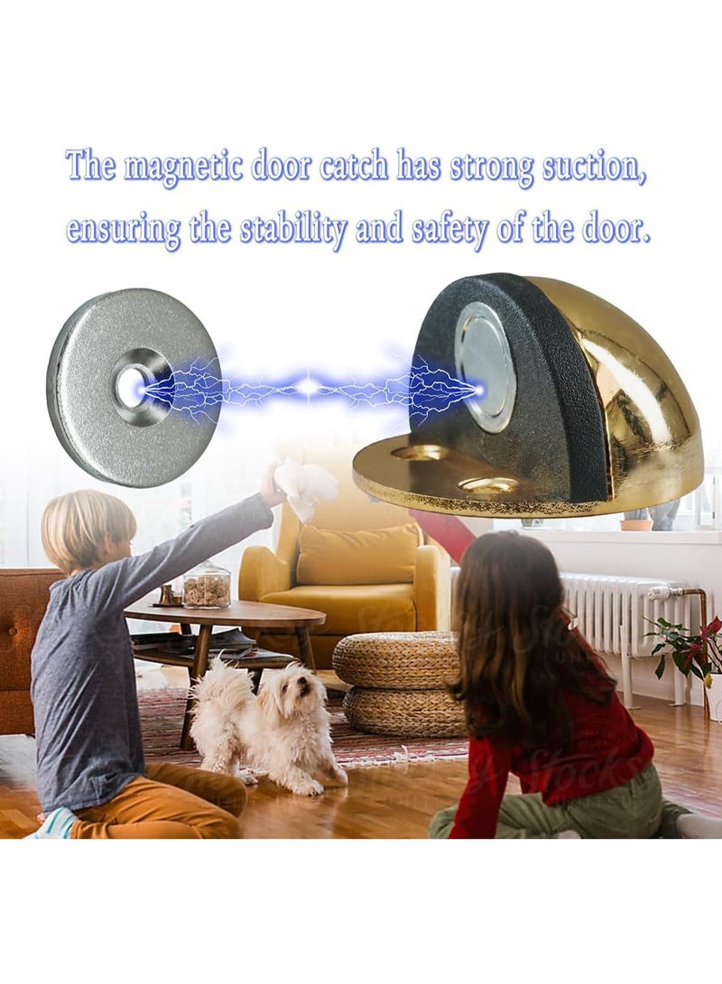 Emerald مكابح أبواب مغناطيسية، مكابح أبواب بدون حفر، مكابح أرضية مغناطيسية، ذات لاصق ذاتي، واقي حائط من الفولاذ المقاوم للصدأ، حامل لفتح الأبواب، ذهبي، عبوة 2 - Image 4