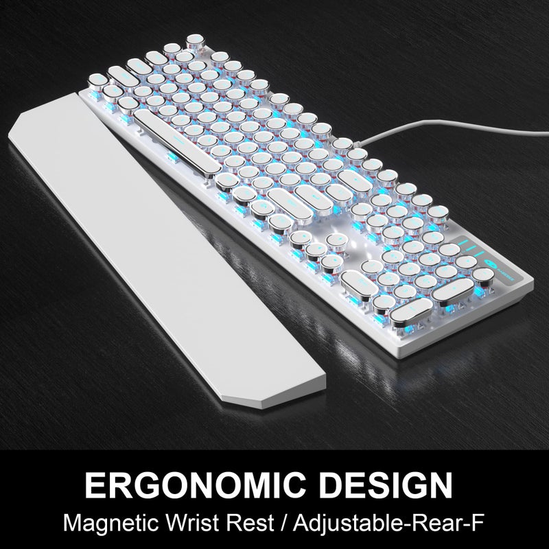 Camiysn Retro Typewriter Keyboard and Mouse Combo, Cute White Keyboard with Linear Red Switches, Full Size Wired Mechanical Gaming Keyboard, Cool Light Up Keyboard and Mouse for Gaming,Work,Mac,PC,Windows - Image 5