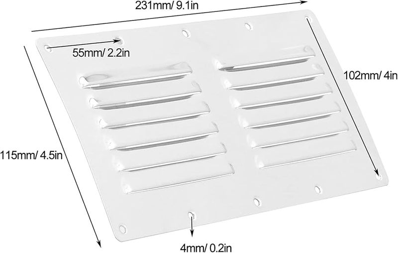 Stainless Steel Air Vent Cover Grille 231x115mm Mirror Polished For Boat RV Bathroom Ventilation - Image 4