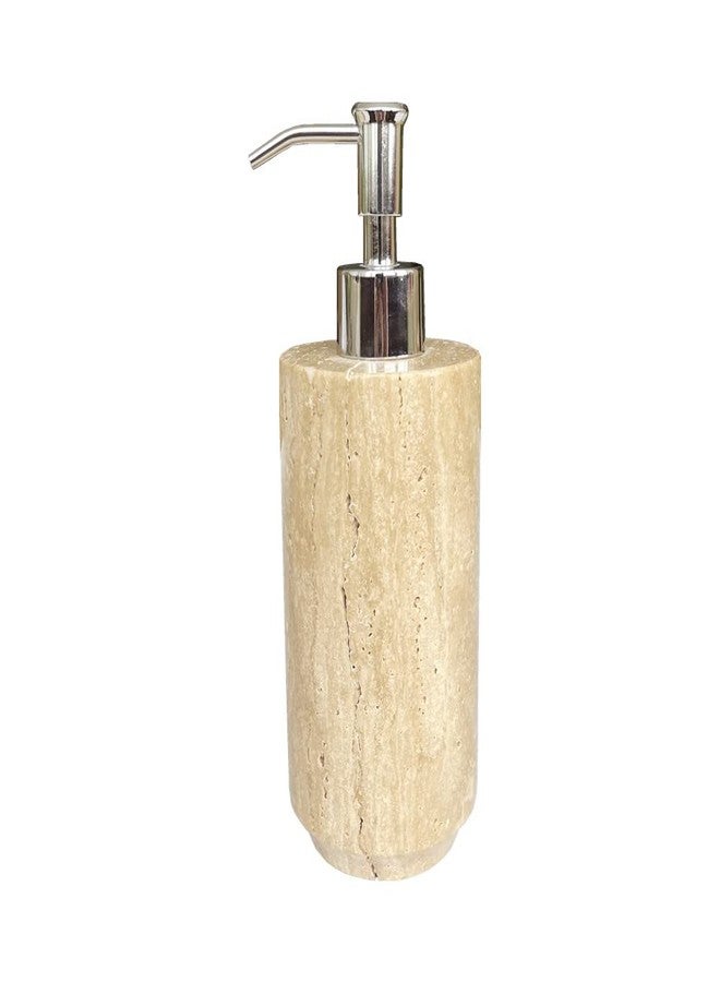 StonePlus Natural Beige Travertine Refillable Bathroom Liquid Dispenser, Lotions Soap Container (Beige Travertine) (Beige Travertine) - Image 1