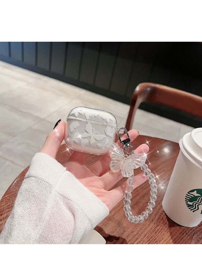 Airpods 3 غطاء القضية, Airpods 3 حالة وقائية مع سلسلة المفاتيح, لينة TPU فراشة تصميم القضية لأبل AirPods 3 - Image 1
