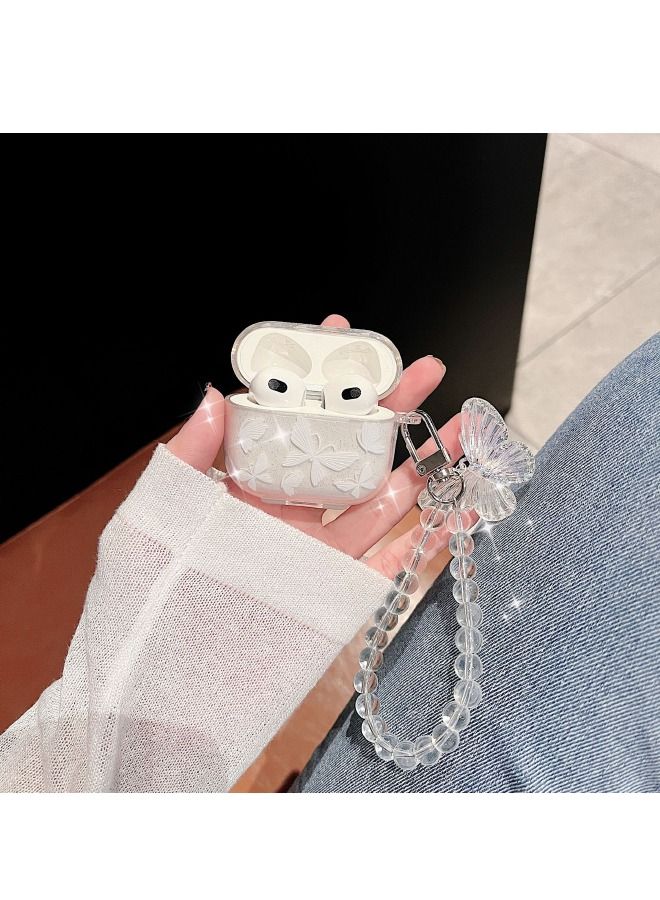 Airpods 3 غطاء القضية, Airpods 3 حالة وقائية مع سلسلة المفاتيح, لينة TPU فراشة تصميم القضية لأبل AirPods 3 - Image 5
