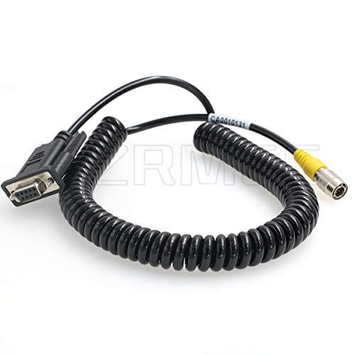 SZRMCC Total Station Data Collector Coiled Cable 6 pin Hirose Male to DB9 RS232 for Top-con Sokkia South Total Station (Coiled Cable) - Image 1