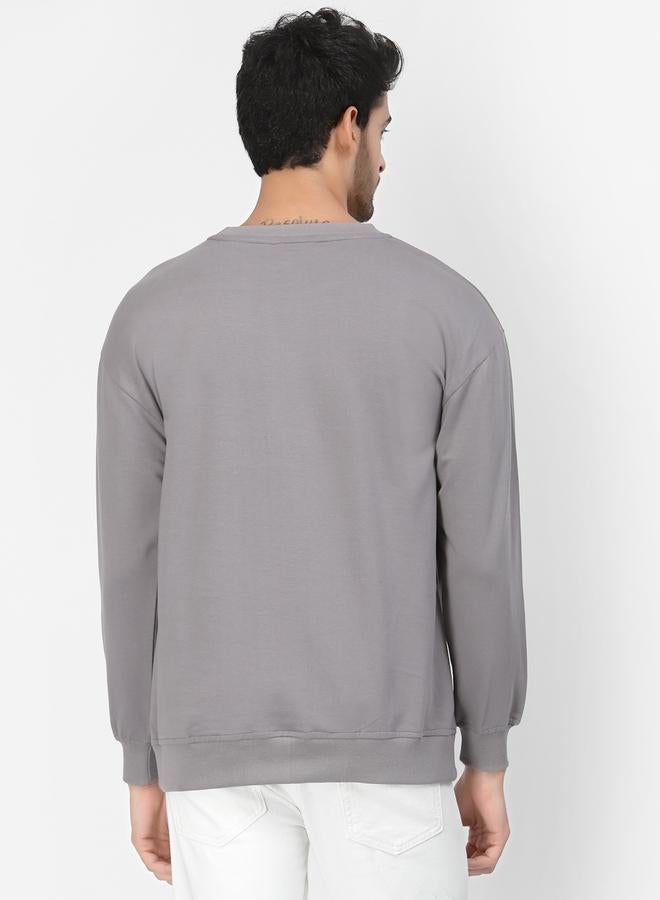 PAUSE Men Grey Graphic Print Sweatshirt - Image 5