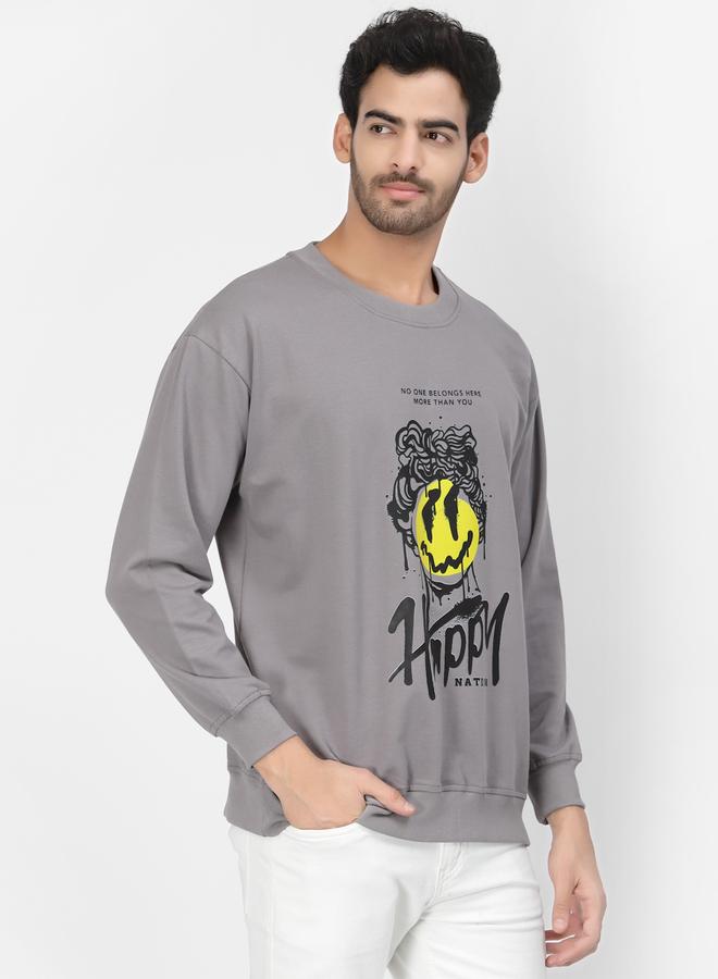 PAUSE Men Grey Graphic Print Sweatshirt - Image 4