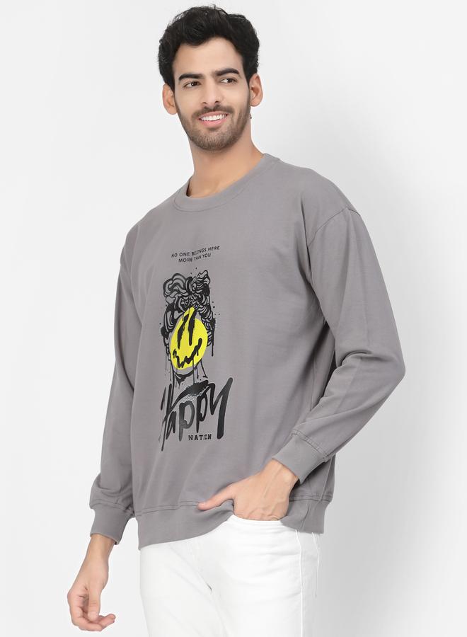 PAUSE Men Grey Graphic Print Sweatshirt - Image 1