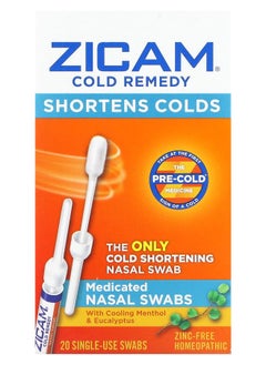 ZICAM Cold Remedy Medicated Nasal Swabs 20 Single-Use Swabs 