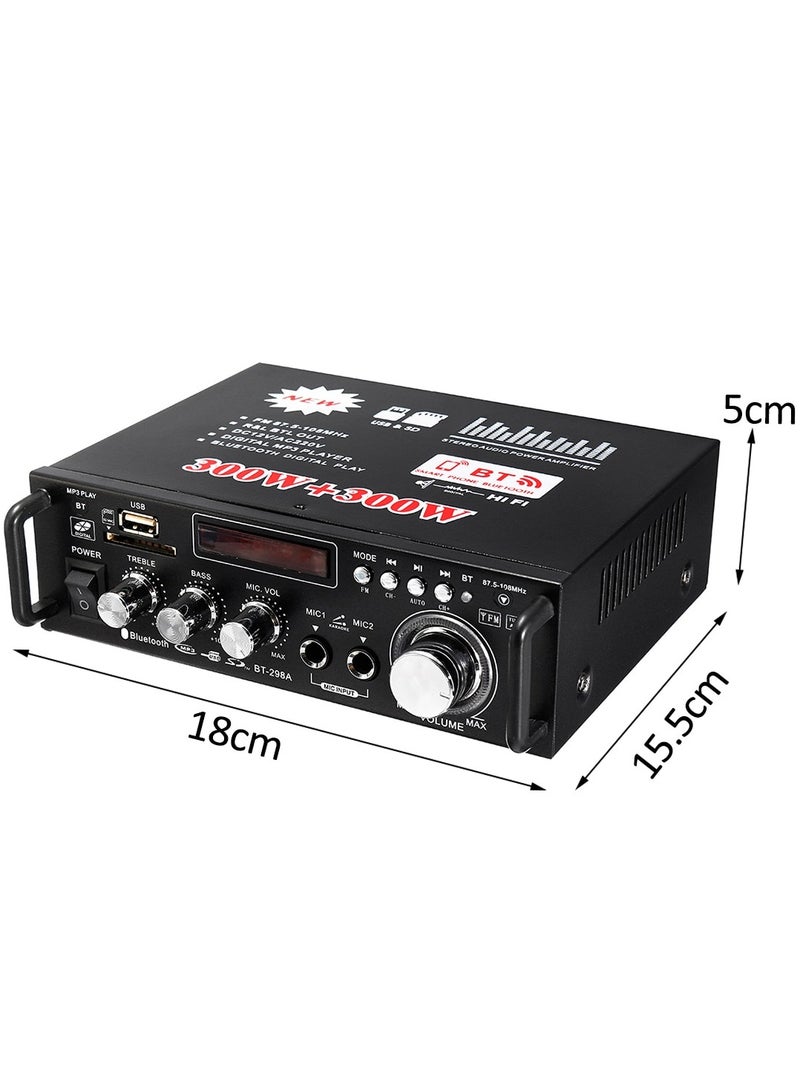 600W Speaker Amplifier 2CH FM Radio LCD Display Home Car 298A Bluetooth Version - Image 2