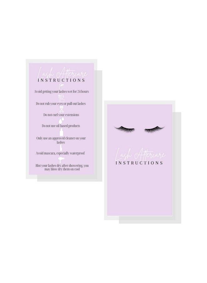 Boutique Marketing LLC Lash Extension Aftercare Instructions Cards ; 50 Pack ; 2X3.5" Inch Business Card Size ; Lavender Purple Card Design  - Image 3