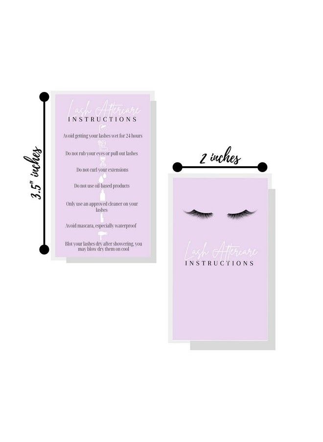Boutique Marketing LLC Lash Extension Aftercare Instructions Cards ; 50 Pack ; 2X3.5" Inch Business Card Size ; Lavender Purple Card Design  - Image 4