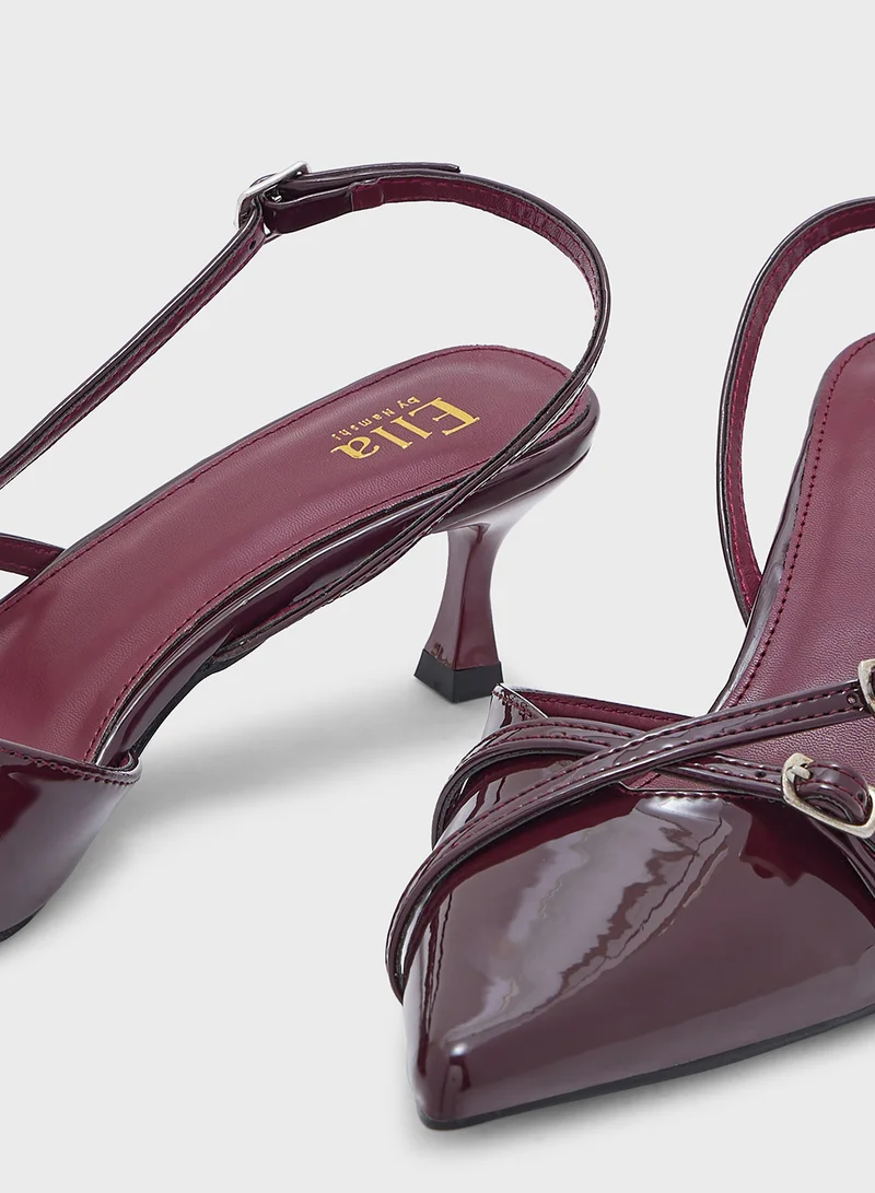 ELLA Double Buckle Detail Sling Back Pump