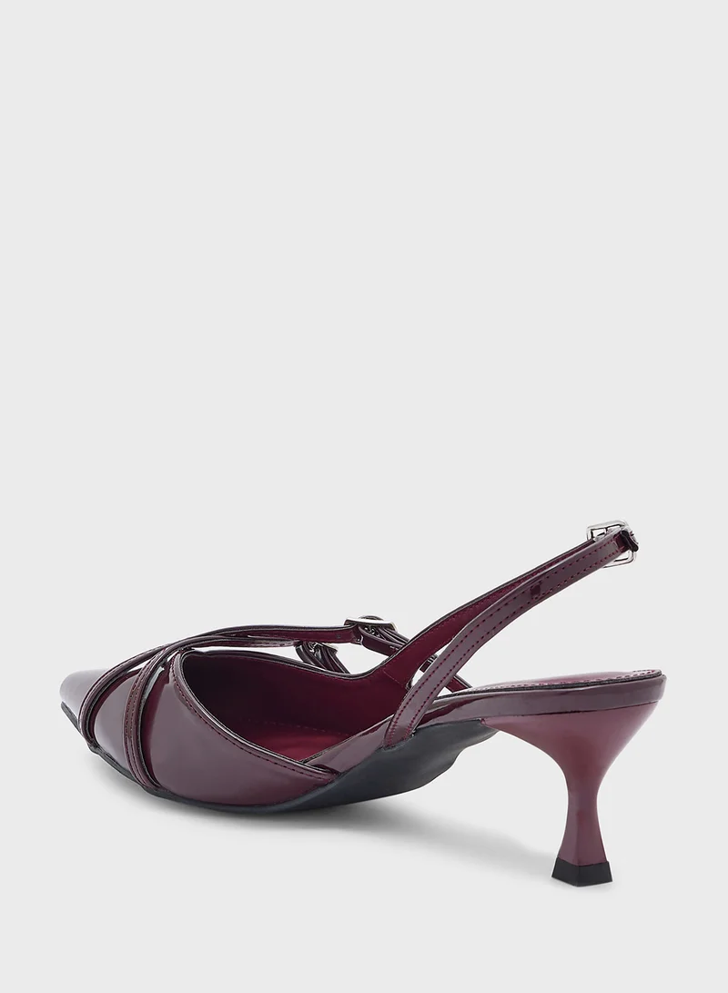 ELLA Double Buckle Detail Sling Back Pump