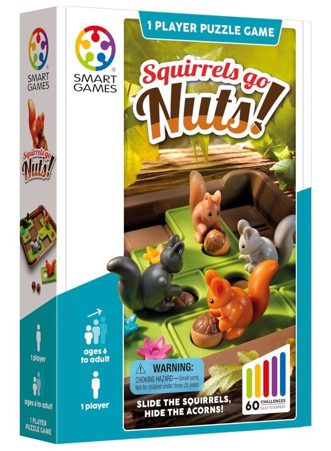 SmartGames السناجب تذهب إلى الجنون! ، لغز تحدي الذكاء الممتع ، لعبة STEM لتطوير الإدراك مع أكثر من 60 تحديًا ، لعبة ألغاز تعليمية مناسبة للسفر على الطاولة ، مناسبة للأطفال فوق 6 سنوات - Image 3