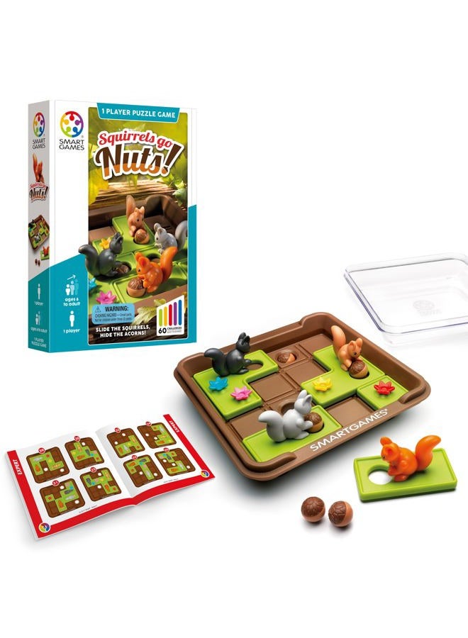 SmartGames السناجب تذهب إلى الجنون! ، لغز تحدي الذكاء الممتع ، لعبة STEM لتطوير الإدراك مع أكثر من 60 تحديًا ، لعبة ألغاز تعليمية مناسبة للسفر على الطاولة ، مناسبة للأطفال فوق 6 سنوات - Image 1