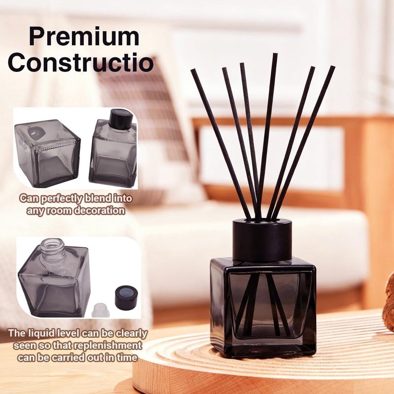 OHEETU 2Pack 100ML Clear Grey Square Glass Diffuser Bottles Empty Refillable Aromatherapy Container Jars DIY Fragrance Holder Bottle for Home & Office Decor - Image 4