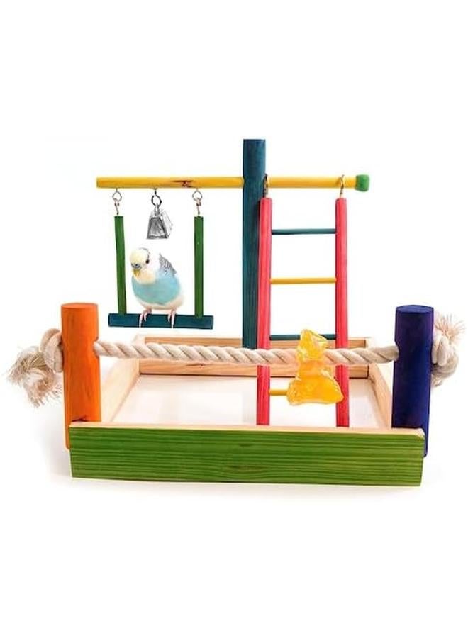 بين بلاكس روضة الطيور الخشبية للببغاء، منصة لعب الطيور، سلم صالة الألعاب الرياضية مع ألعاب ممارسة اللعب - Image 4
