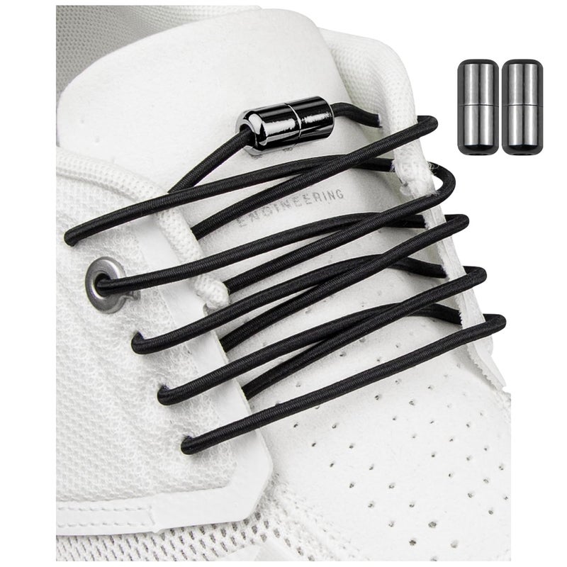 Endoto Elastic Shoe laces for ON Cloud No Tie Stretchy Bungee Replacement Shoelaces Strings for ShoesBlackSize38Inch - Image 2