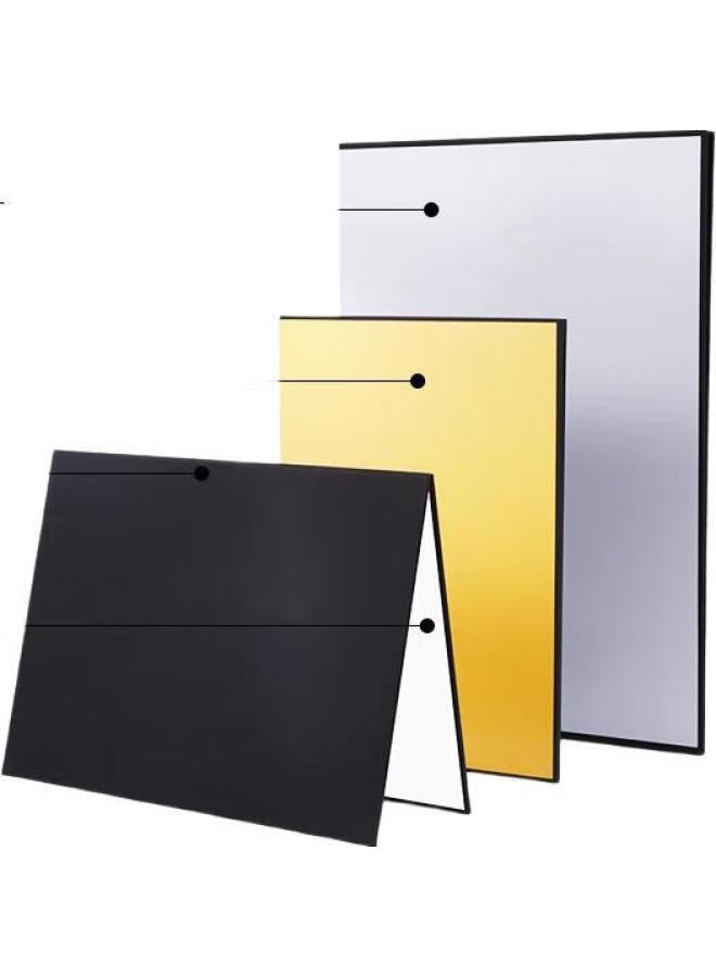 Beiyang A4 Small Photography Backdrop Card, Foldable Fill Light Board, Still Life Product Shooting Reflector, Hard Board, Thickened Black White Silver Matte Light-Absorbing Edge, For Food And Beauty Photography - Image 1