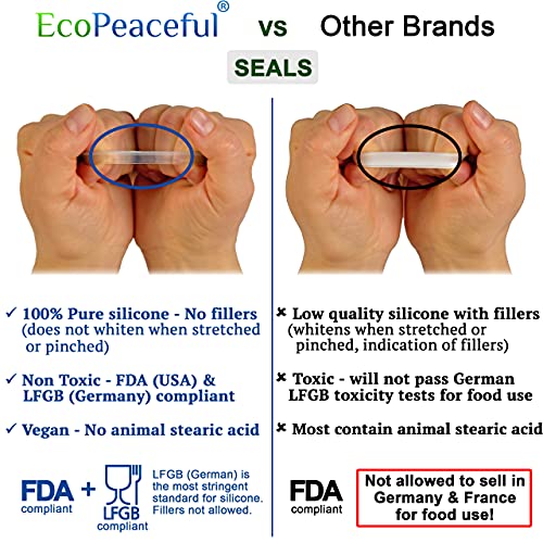 EcoPeaceful 316 Surgical Stainless Steel Mason Jar Lids REGULAR Mouth,ORIGINAL DESIGN,Stackable w/ Pull-Tab Silicone Seal. Rust-proof, Airtight, Leak-proof, Vegan, BPA-Free, Reusable,Not for Canning - Image 4