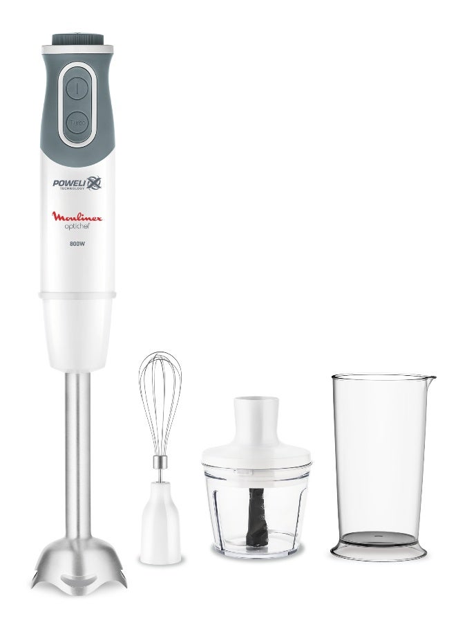 MOULINEX Optichef 3In1 Hand Blender With Accessories, 800 Watts, White, Plastic / Stainless Steel, Dd643127, min 2 yrs warranty DD643127 White / Quartzite - Image 1