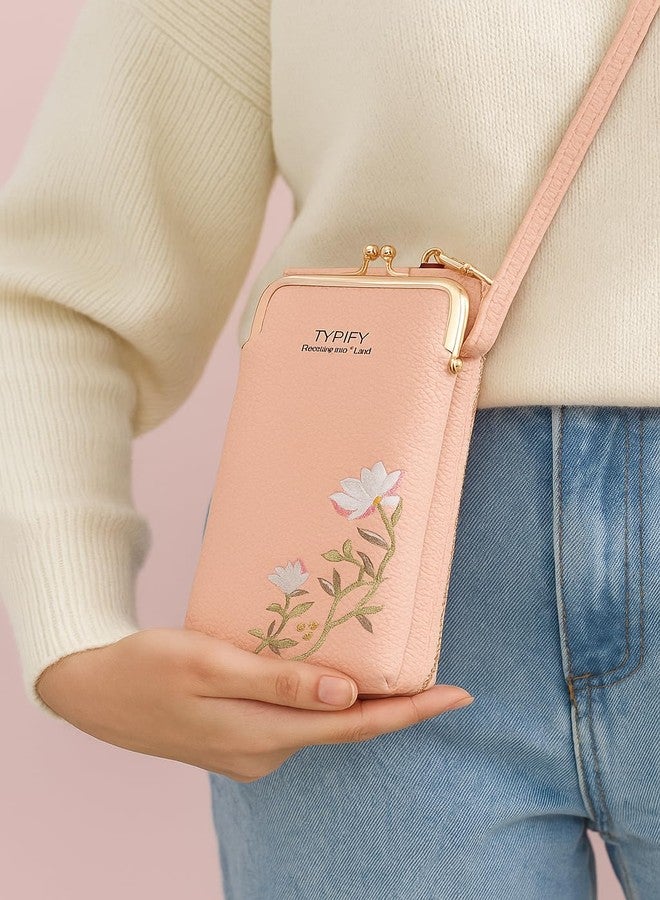 TYPIFY Women’s Sling Bag - Stylish PU Leather Crossbody Bag with Floral Embroidery | Adjustable Strap | Mobile Pouch for Casual, Travel, Shopping & Party Use | Gift for Her (Pink) - Image 4