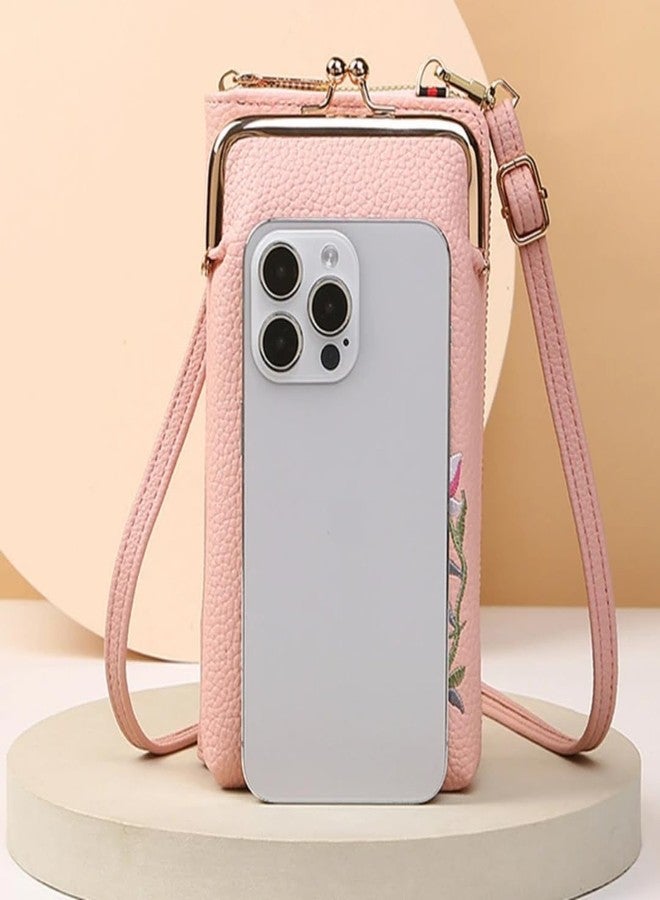 TYPIFY Women’s Sling Bag - Stylish PU Leather Crossbody Bag with Floral Embroidery | Adjustable Strap | Mobile Pouch for Casual, Travel, Shopping & Party Use | Gift for Her (Pink) - Image 3
