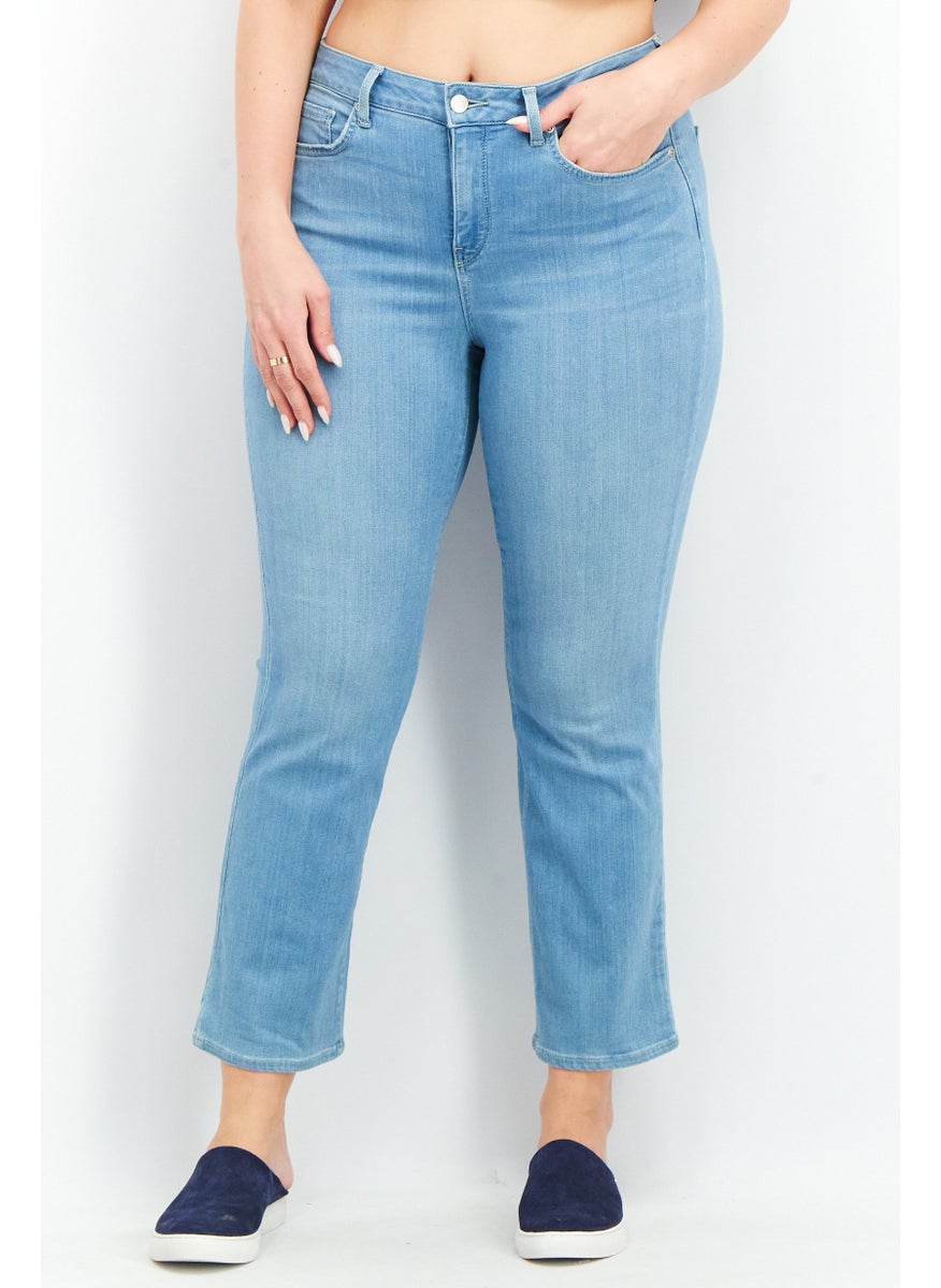 NYDJ - Women Straight Fit Washed Stretchable Jeans, Blue - Image 1