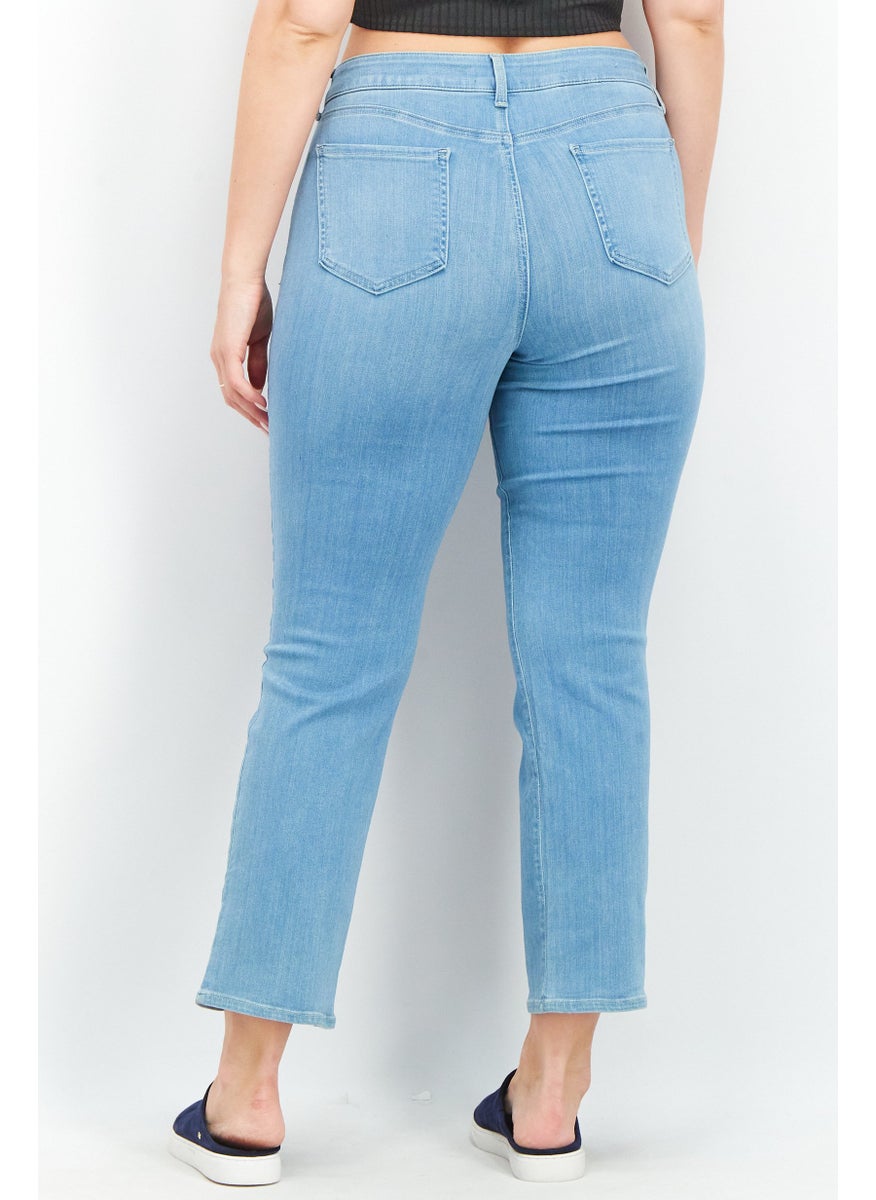 NYDJ - Women Straight Fit Washed Stretchable Jeans, Blue - Image 1