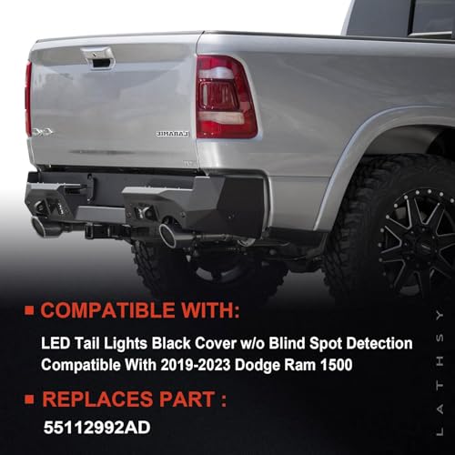 Lathsy LED Tail Light Black Cover w/o Blind Spot Compatible With 2019-2023 Dodge Ram 1500 Right Passenger Side Replace 55112992AD - Image 2