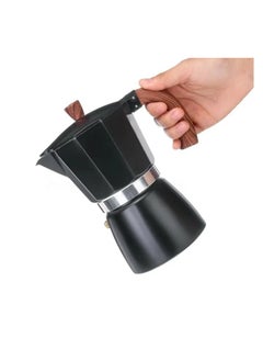 Generic Aluminum Moka, Espresso Pot Maker with Wood Handle, Italian Style Classic Coffee Brewer Retro Coffee Percolator, Available 150ml - 2 Cups (Black)  - Image 2