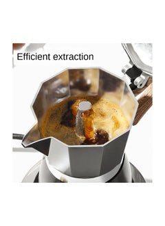 Generic Aluminum Moka, Espresso Pot Maker with Wood Handle, Italian Style Classic Coffee Brewer Retro Coffee Percolator, Available 150ml - 2 Cups (Black)  - Image 4