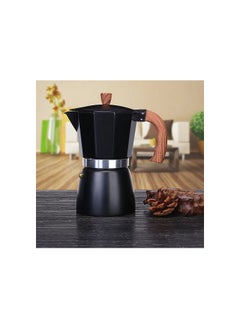 Generic Aluminum Moka, Espresso Pot Maker with Wood Handle, Italian Style Classic Coffee Brewer Retro Coffee Percolator, Available 150ml - 2 Cups (Black)  - Image 5