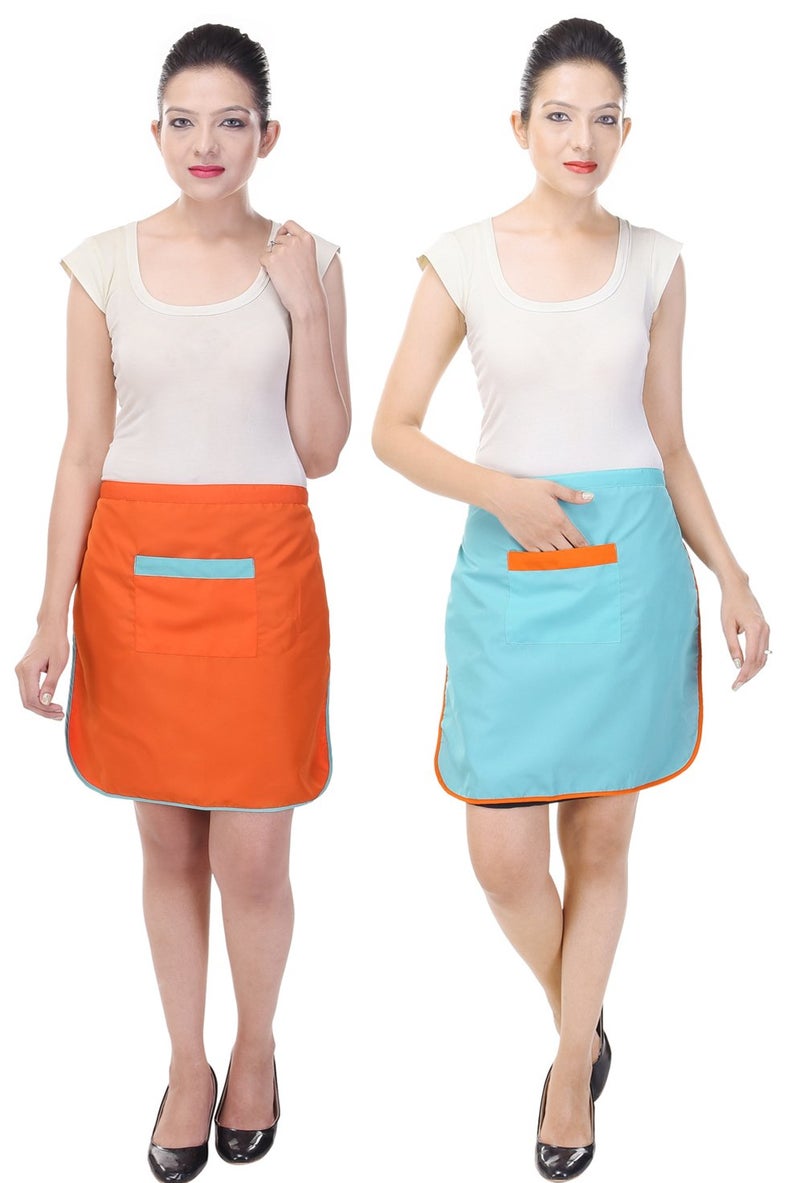 Switchon Waterproof Waist Mini Kitchen Apron for Women | Multipurpose Cooking, Bar, Pub, Waiter, Salon & Parlor Aprons with Pocket | Durable & Stylish | Pack of 2 | Made in India - Image 1
