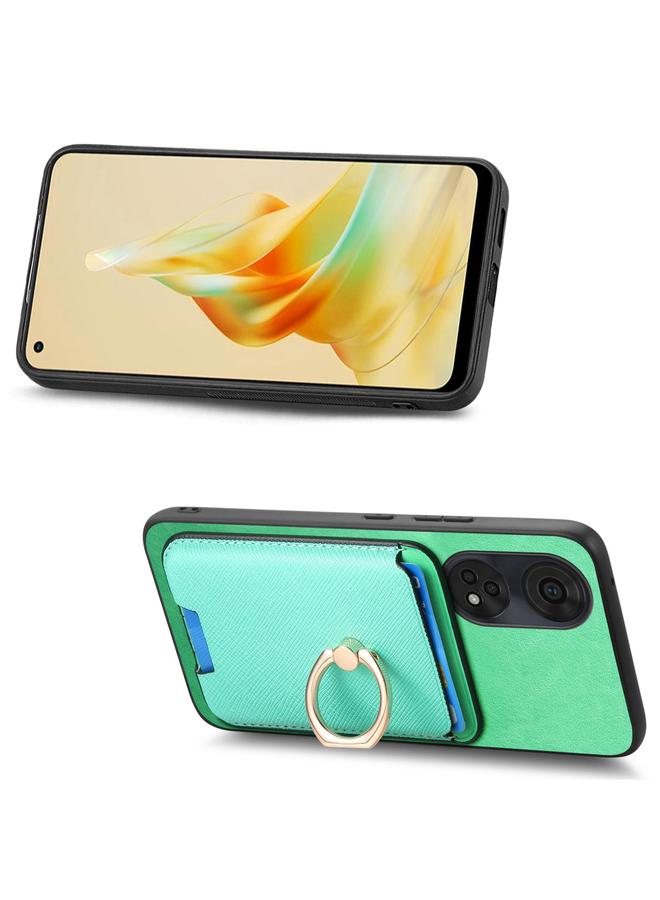 S-TOP Case For OPPO Reno12 Global Retro Cross Leather Ring Vertical Insert Card Bag MagSafe Phone Case - Image 4