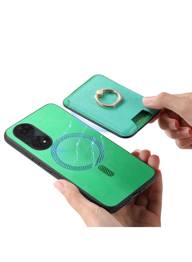 S-TOP Case For OPPO Reno12 Global Retro Cross Leather Ring Vertical Insert Card Bag MagSafe Phone Case - Image 5