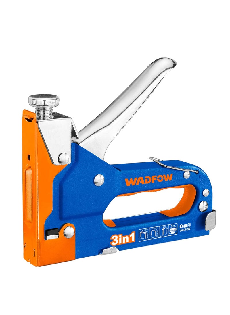 WADFOW - 3 in 1 Staple Nail Steel Gun, Manual Staple Gun for Upholstery, Fixing Material, Decoration, Carpentry, Furniture - Image 1