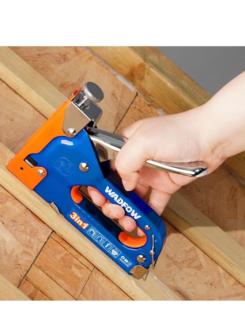 WADFOW - 3 in 1 Staple Nail Steel Gun, Manual Staple Gun for Upholstery, Fixing Material, Decoration, Carpentry, Furniture - Image 1