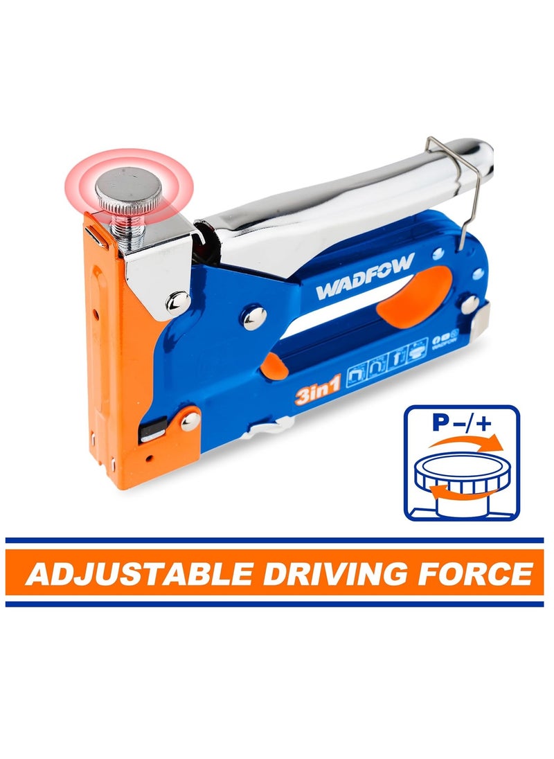 WADFOW - 3 in 1 Staple Nail Steel Gun, Manual Staple Gun for Upholstery, Fixing Material, Decoration, Carpentry, Furniture - Image 1