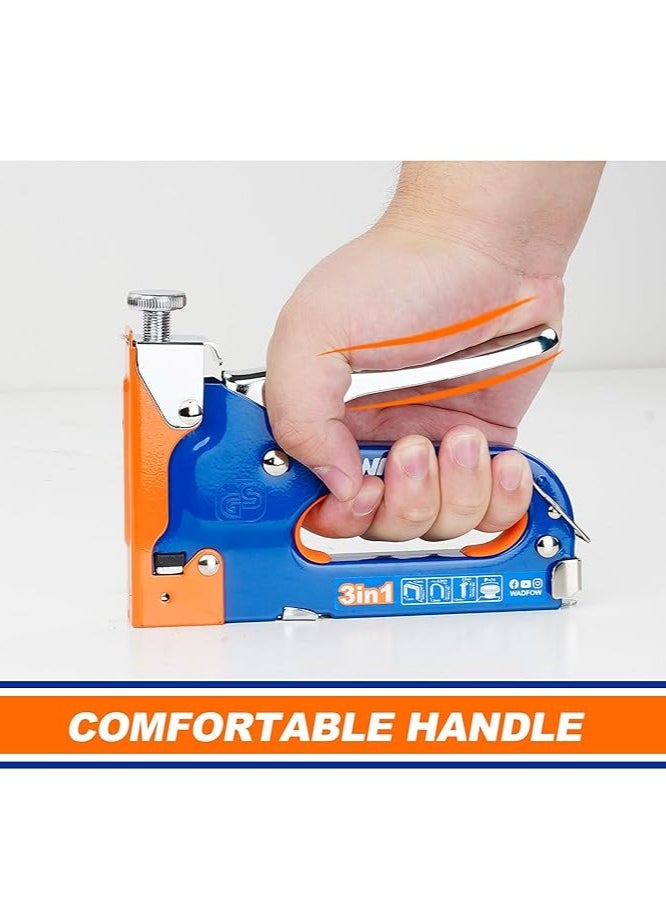 WADFOW - 3 in 1 Staple Nail Steel Gun, Manual Staple Gun for Upholstery, Fixing Material, Decoration, Carpentry, Furniture - Image 1