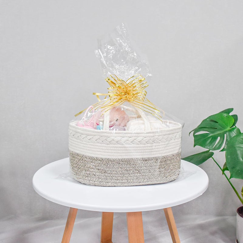 ABenkle Diaper Caddy Organizer, Boho Rustic Cotton Rope Nursery Baby Basket, Changing Table Organizer for Baby Diaper Storage and Baby Shower - Image 5