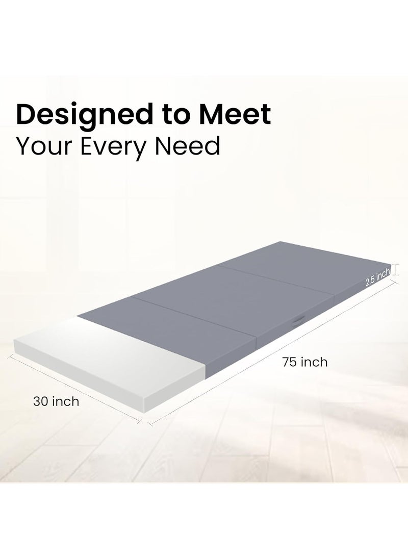 CareFoam CareFoam Foldable Mattress Single Bed Premium Memory Foam 3Fold Design for Floor Sleeping Guests Travel Camping Portable Compact Easy to Store Soft Supportive 75 x 30 x 25 Inch  - Image 2