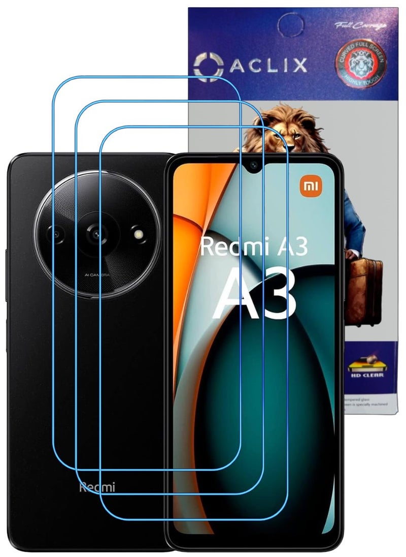 ACLIX 3 Pieces Antistatic ESD Dustproof Premium Quality High Definition Clear Tempered Glass Screen Protector Designed For Xiaomi Redmi A3 - Image 1