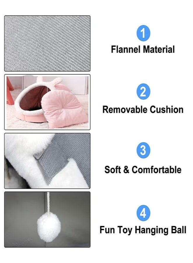 Generic Cat Beds for Indoor Cats, Semi-Enclosed Cat Cave Bed with a Plush Ball Large Space for Cats to Sleep Soft and Comfortable Covered Cat Bed with a Washable and Detachable Mat (L, Pink)  - Image 4
