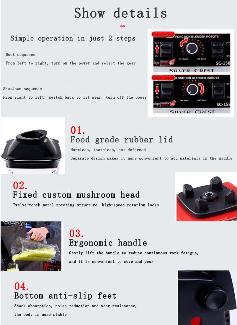 SILVER CREST - 2.5L Large Capacity Multifunctional Household Blender - Image 1