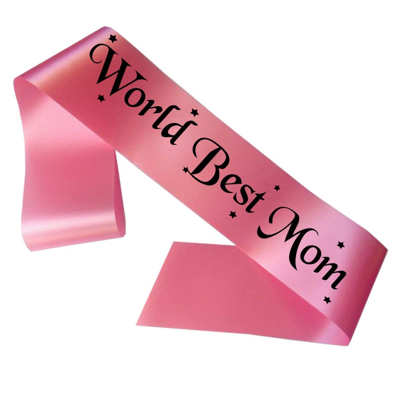 ME  YOU ME & YOU Sash for Mom, World Best Mom Sash for Mother's Day (Pink) Satin - Image 5