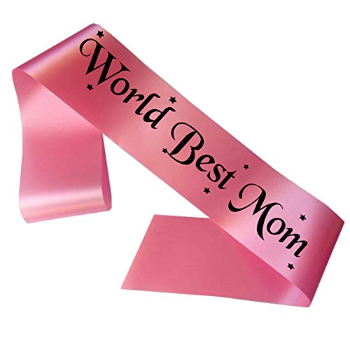 ME  YOU ME & YOU Sash for Mom, World Best Mom Sash for Mother's Day (Pink) Satin - Image 1