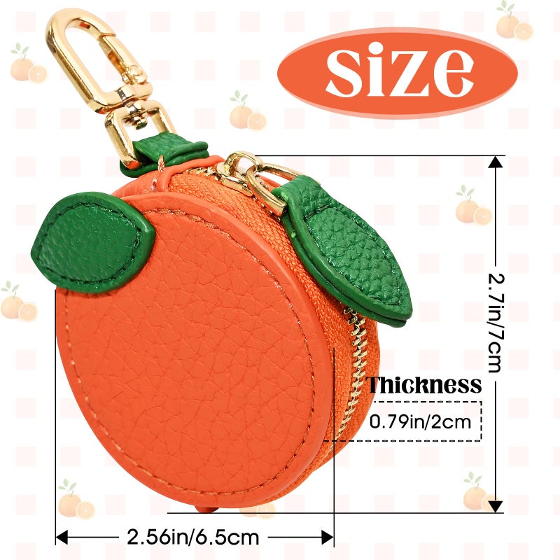 AUUTI Cute Fruit Coin Purse Keychain With Zipper - Kawaii Mini Leather Bag Charm for Backpack Or Orange Bag Charm - Image 2