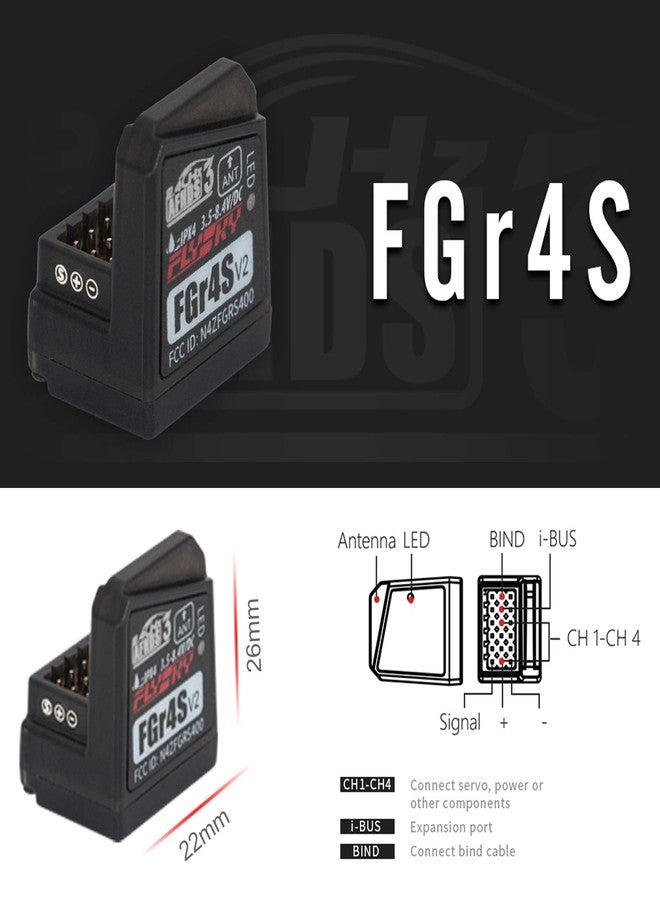 GoolRC Flysky FGr4S V2 Receiver, 2.4GHz 4CH AFHDS 3 Remote Control Receiver PWM/PPM/I-Bus Output Compatible with Flysky Noble NB4 NB4+ NB4 Pro PL18 RC Transmitter for RC Car Boat (2PCS) - Image 2